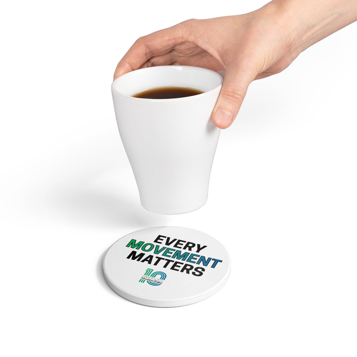 Ceramic Coaster — "Every Movement Matters" Inspirational 10th Anniversary